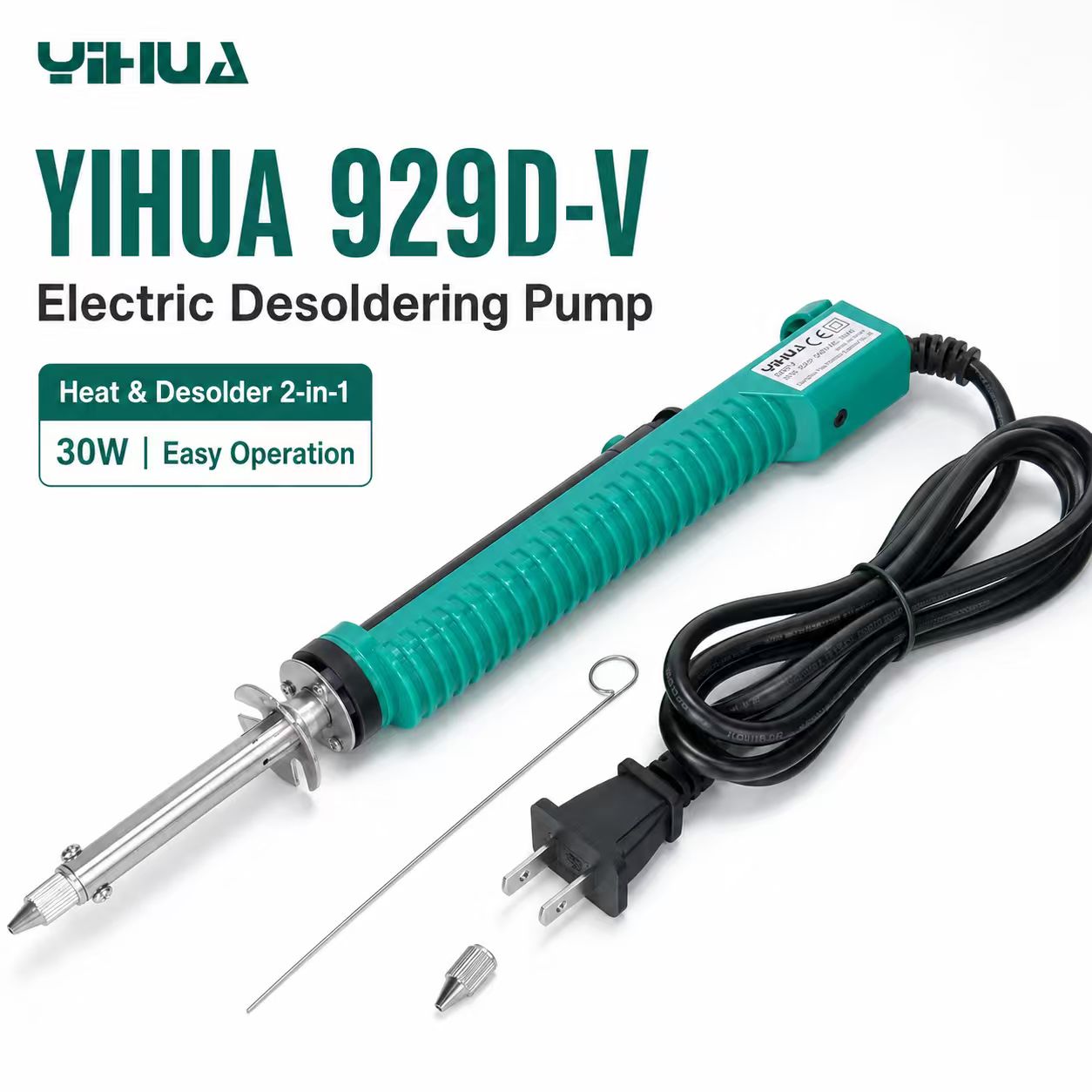 Desoldering Pump Electric Vacuum Station - YIHUA 929D‑V 30W 2‑인‑1 전기 디솔더링